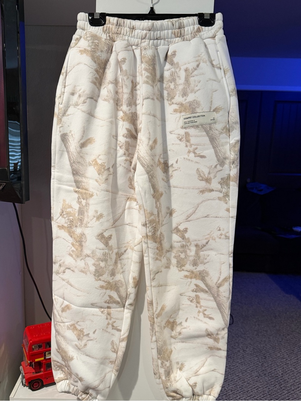 Comfrt Collection universal Joggers in White, tan, & brown. White oak camo print